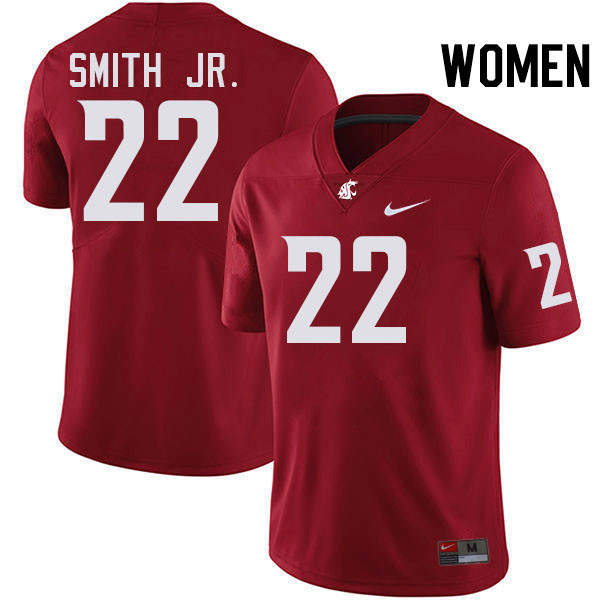 Women #22 Warren Smith Jr. Washington State Cougars College Football Jerseys Stitched-Crimson